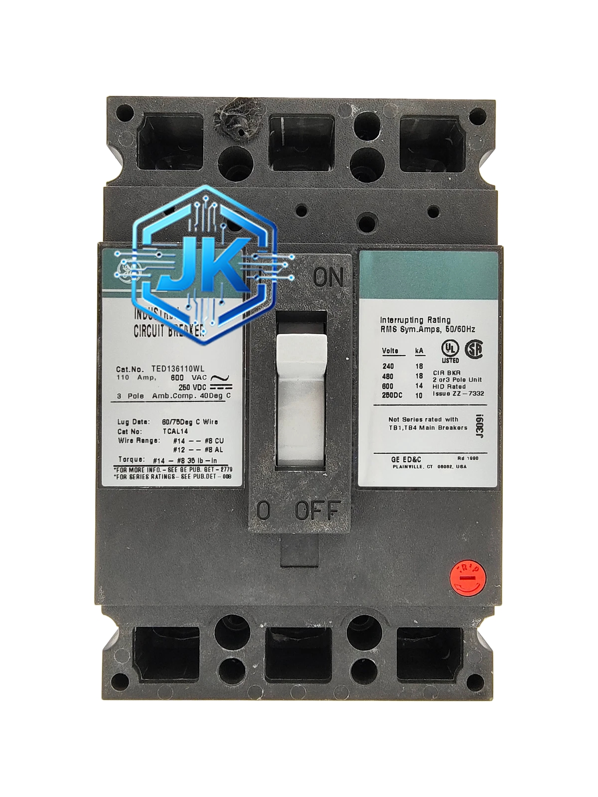 GE TED136110WL Record Plus 系列塑壳断路器(MCCB,3极,110A,600V)