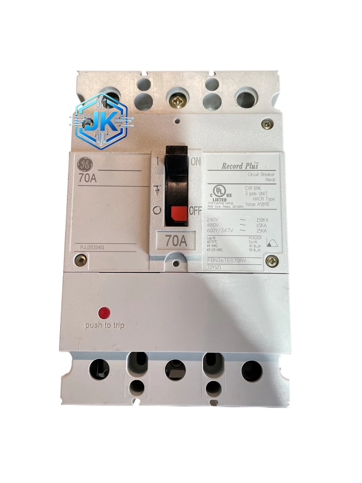 GE FBV36TE070RV 塑壳断路器(3极,额定电流70A,分断能力36kA,带电子脱扣器)